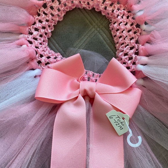Pink and White Tutu 6-12 months matching headband - Picture 4 of 7